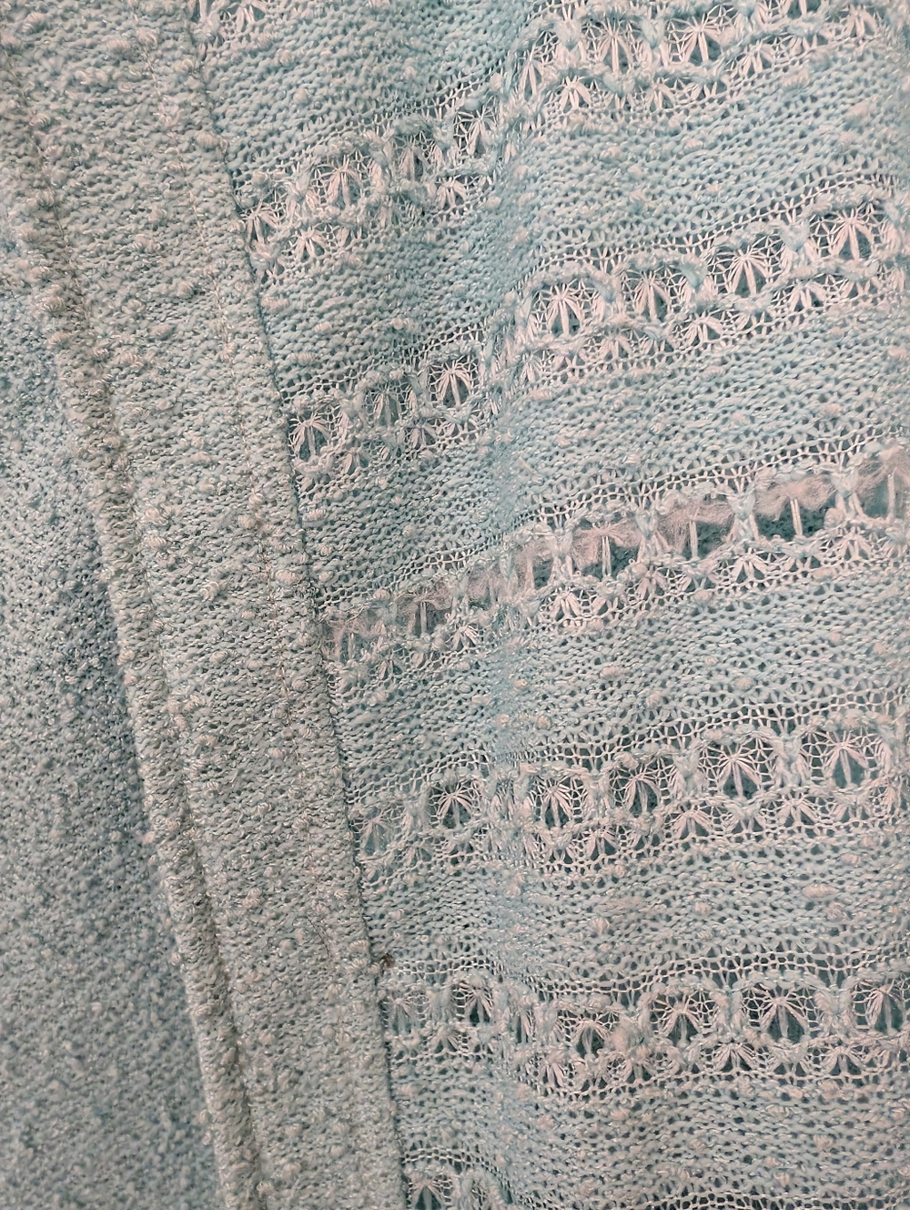 Vintage 70s Classic Baby Blue Women's Skirt Set - Textured Knit 1x - Picture 4 of 6
